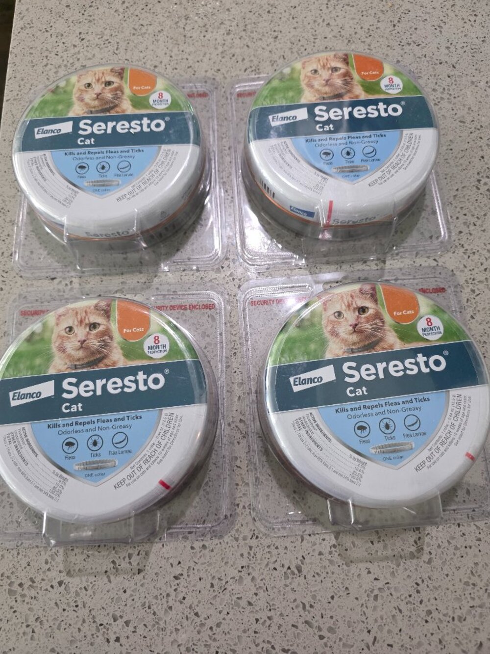 4 pack Seresto Vet-Recommended 8-Month Flea & Tick Prevention Collar for Cats